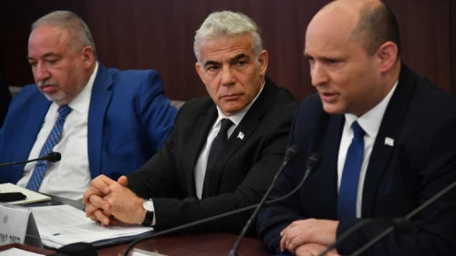 Then-Israeli Prime Minister Naftali Bennett leads a Cabinet meeting at the Prime Minister's Office in Jerusalem on June 26, 2022. Photo by Yoav Dudkevitch/POOL.