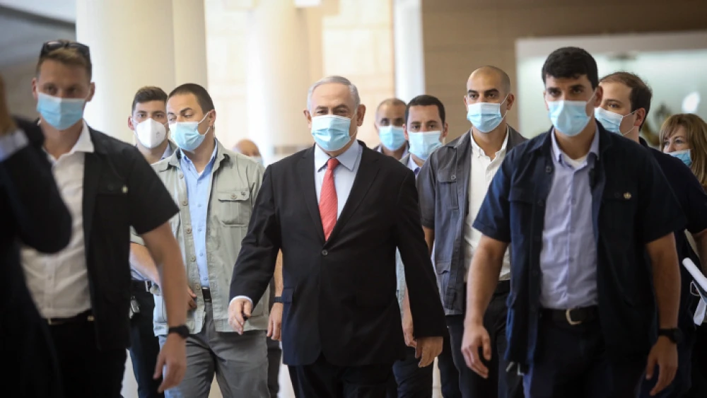 Israeli Prime Minister Benjamin Netanyahu arrives to a Likud Party meeting at the Knesset, in Jerusalem on May 25, 2020. Photo by Flash90.