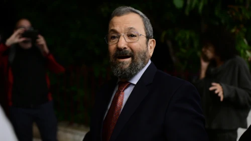 Former Israeli Prime Minister Ehud Barak during a press conference in Tel Aviv on April 3, 2019. Photo by Tomer Neuberg/Flash90.