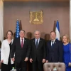 Israeli Prime Minister Benjamin Netanyahu is flanked by Reps. Andrew Clyde (fourth from left) and Marlin Stutzman (third from right) in Jerusalem on May 27, 2025. Photo by Amos Ben-Gershom/GPO.