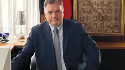 Armenian Ambassador Arman Akopian in his office. Courtesy of Arman Akopian.