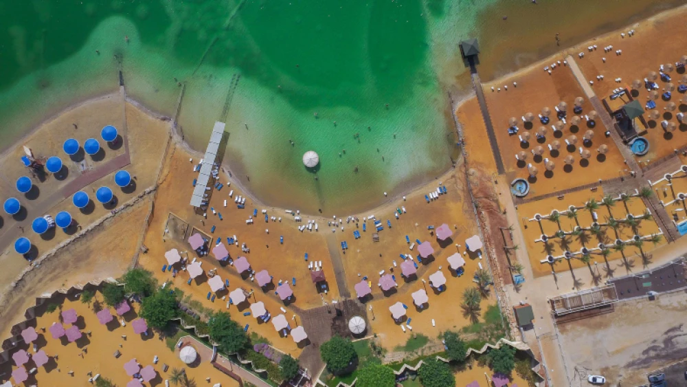 Areal view of the Dead Sea beaches, on June 25, 2016. Photo by Edi Israel/Flash90.