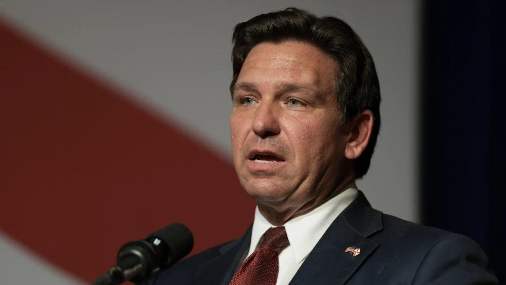 Florida Gov. Ron DeSantis speaks at a forum in Tampa, Fla., on Sept. 1, 2026. Photo by Joe Raedle/Getty Images.
