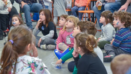 Israeli children at the book launch for “The Little Spacecraft,” a picture book written by StellarNova co-founder and COO Yael Schuster. Credit: Courtesy.