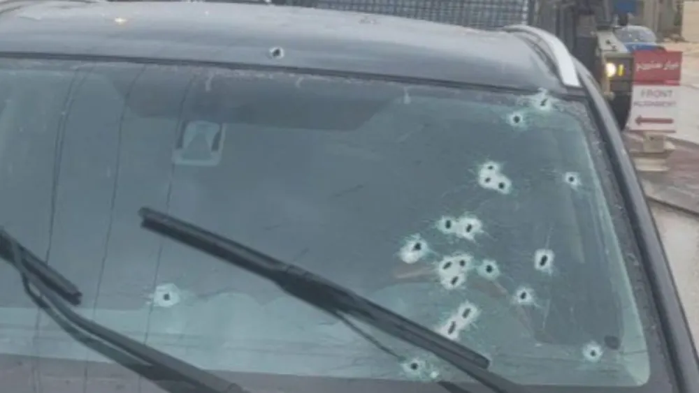 A man was seriously injured in a shooting attack on his car in Huwara, outside Nablus on March 19, 2023. Source: Twitter.