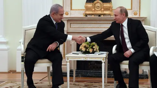 Israeli Prime Minister Benjamin Netanyahu with Russian President Vladimir Putin at the Kremlin in Moscow on Feb. 27, 2019. Credit: Haim Zach/GPO.