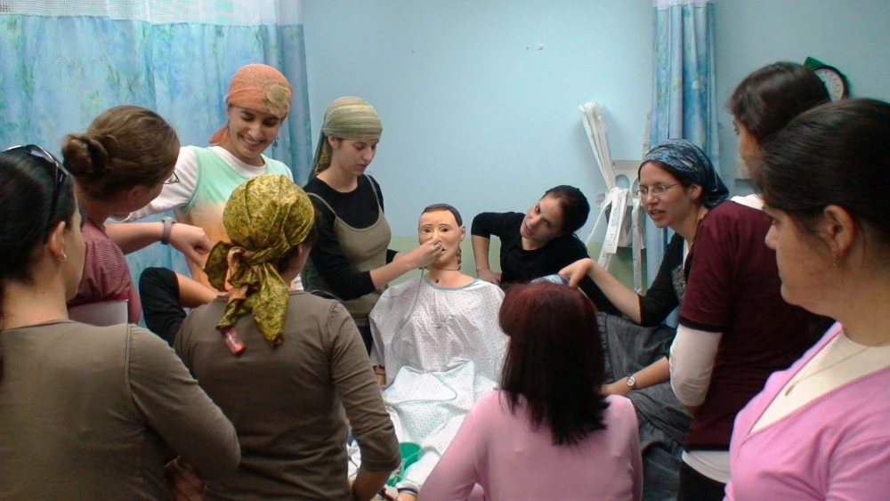 Haredi women working on a mannequin. Credit: Jerusalem College of Technology.