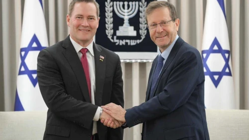 Israeli President Isaac Herzog (R) meets US Ambassador to the United Nations Mike Waltz (L) in Jerusalem on Dec. 10, 2025. Source: @IsraelPresident/X.