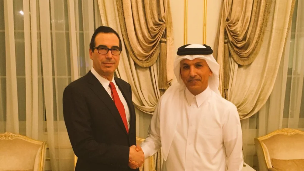 U.S. Treasury Secretary Steven Mnuchin meeting with Ali Shareef al Emadi, Qatari Minister of Finance. Credit: Twitter.
