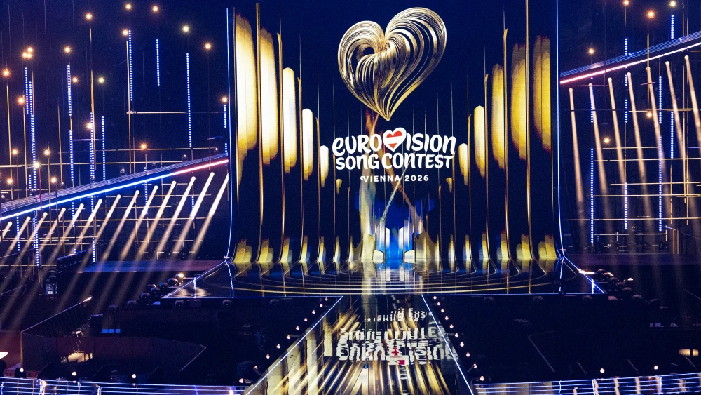 Preparations for the 2026 Eurovision Song Contest at Vienna's Wiener Stadthalle, April 28, 2026. Photo by Joe Klamar/AFP via Getty Images.