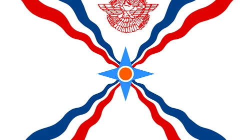The flag of Iraqi Assyrian Christians. Credit: Wikimedia Commons.