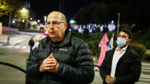 Telem Party faction head Moshe Ya'alon at a protest against Israeli Prime Minister Benjamin Netanyahu in Efrat on Dec. 19, 2020. Photo by Gershon Elinson/Flash90.