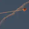 Israel's air-defense systems fire interception missiles at Hezbollah rockets from Lebanon near Safed, June 27, 2024. Photo by Ayal Margolin/Flash90.