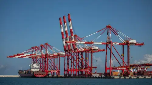 View of the port in the northern Israeli city of Haifa, March 9, 2023. Photo by Shir Torem/Flash90.