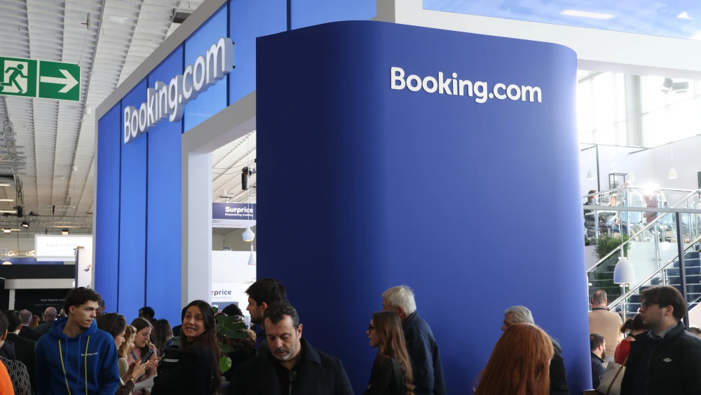 People visit the Booking.com stand at the 2026 ITB tourism trade fair on March 04, 2026 in Berlin, Germany. Photo by Sean Gallup/Getty Images.