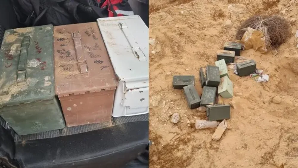 Israeli authorities recover 20,000-plus assault rifle rounds stolen from a bunker at the Tze’elim training base in the Negev, June 7, 2023. Credit: IDF Spokesperson's Unit.
