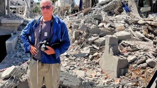 Ilan Ossendryver in Rishon Letzion after the Iranian missile attack there on June 14, 2025. Photo courtesy of Ilan Ossendryver.