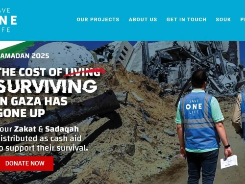 A screen shot of the website of Save One Life UK.