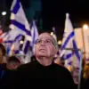 Moshe Ya'alon attends a protest against the Israeli government's now-shelved judicial reform in Tel Aviv, April 1, 2023. Photo by Avshalom Sassoni/Flash90.