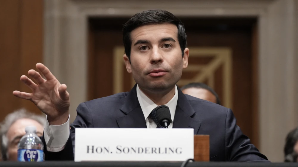 Keith Sonderling, acting U.S. secretary of labor, speaks during a Senate Committee on Health, Education, Labor, and Pensions hearing on his nomination to be secretary of labor, on Capitol Hill in Washington, D.C., on July 16, 2026. Credit: Ken Cedeno/AFP via Getty Images.