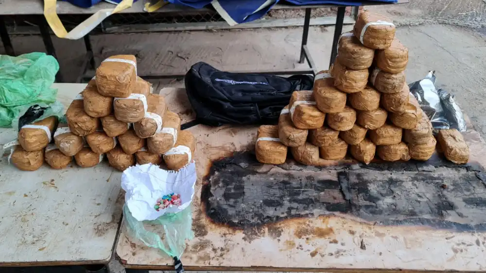 Confiscated drugs and ammunition seized by the IDF on the Lebanon border, Nov. 20, 2021 (IDF Spokesperson's Unit)
