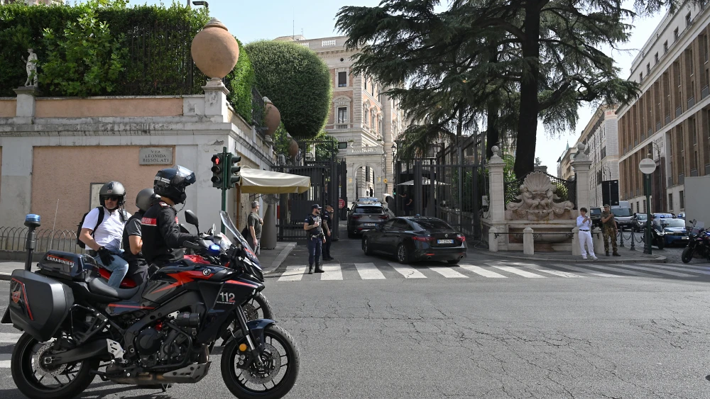 A motorcade delegation arrives on the first day of talks between the Lebanese and Israeli delegations on the backdrop of a regional escalation between Washington and Tehran at the US Embassy in Rome on July 14, 2026. Photo by Andreas Solaro / AFP via Getty Images.