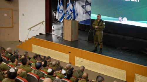 IDF Chief of the General Staff Lt. Gen. Eyal Zamir speaks at the Ground Forces’ “The Commander as the Trainer” Conference in Tel Aviv, Dec. 31, 2025. Credit: IDF.