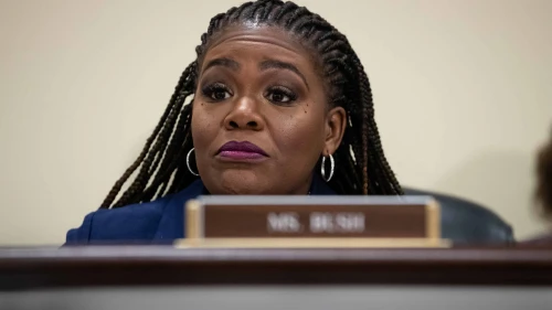 Rep. Cori Bush (D-Mo.) questions witnesses during a roundtable on Supreme Court ethics hosted by House Oversight Committee Democrats in Washington, D.C., on June 11, 2024. Photo by Allison Bailey/Middle East Images/AFP via Getty Images.