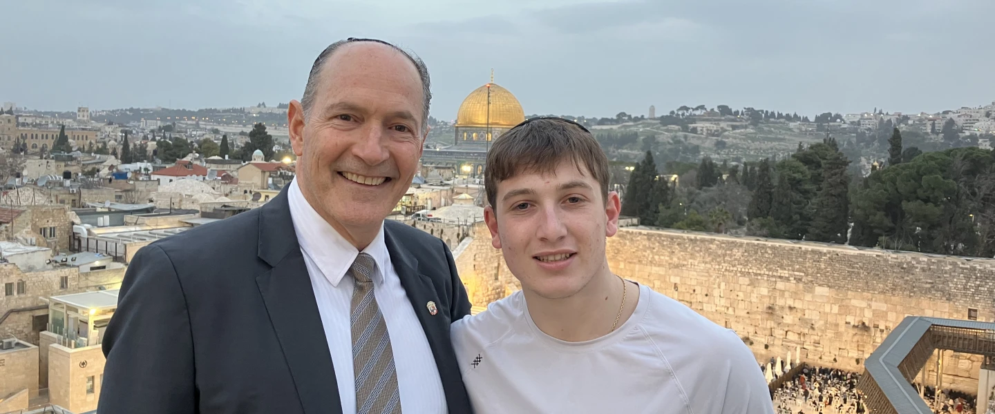 Panama’s Ambassador to Israel Ezra Cohen and his grandson Moshe Guindi in Jerusalem's Old City, March 5, 2025. Credit: Courtesy of Ezra Cohen.
