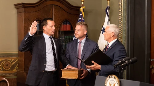 Richard Grenell being sworn in as U.S. Ambassador to Germany by U.S. Vice President Mike Pence. Credit: U.S. Embassy in Berlin.