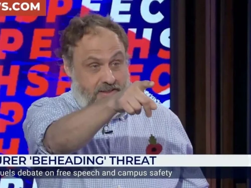 Michael Ben-Gad speaks at the GBNews studio in London. U.K. on Oct. 27, 2025. Photo credit: Screenshot from GBNews.