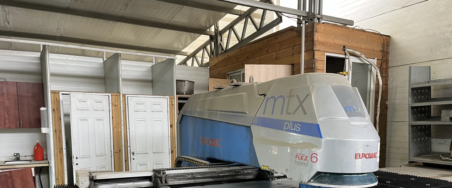 A factory machine at the Psagot Playgrounds facility in Psagot, in the Binyamin region of Samaria, Oct. 5, 2026. Photo by Josh Hasten.