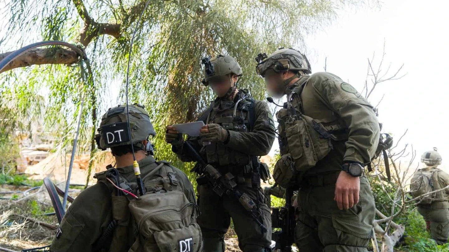 Soldiers from the IDF’s 7th Brigade in Khan Yunis, the southern Gaza Strip, Feb. 25, 2024. Credit: IDF/X.