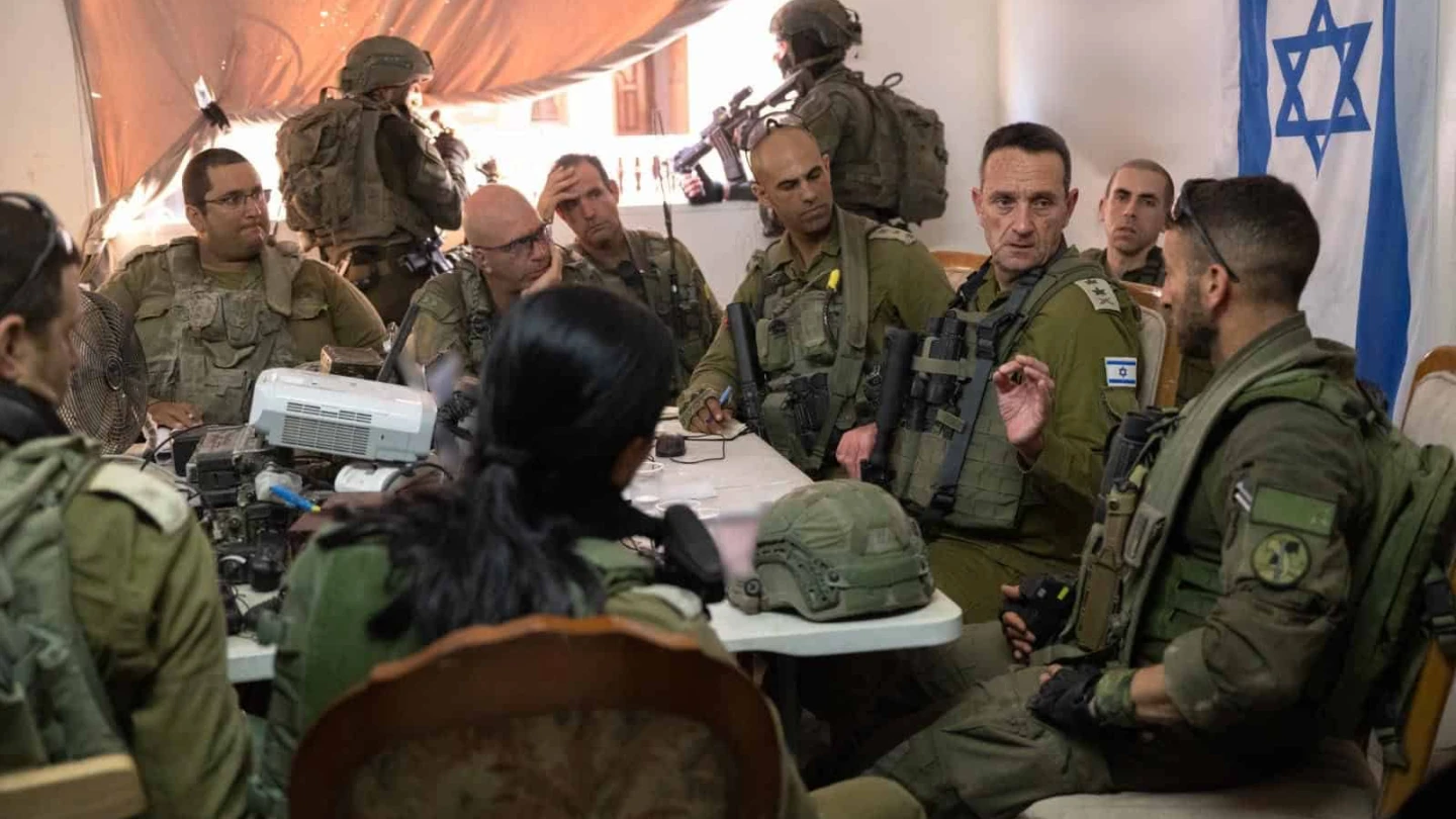 Israel Defense Forces Chief of Staff Lt. Gen. Herzi Halevi after a situational assessment held in the Netzarim Corridor that divides northern and southern Gaza, July 9, 2024. Credit: IDF.