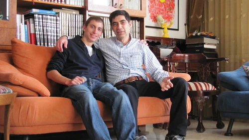 Hadar Goldin (left) with his father, Simcha. Credit: Courtesy of the Goldin family.