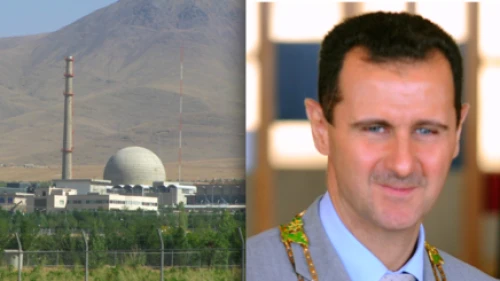 The Iran nuclear program’s heavy-water reactor at Arak and Syrian President Bashar Assad. Credit: Roosewelt Pinheiro/ABr and Nanking2012 via Wikimedia Commons.