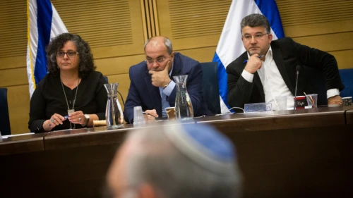 From left: Knesset members Aida Touma-Sliman, Ahmad Tibi and Yosef Jabareen attend a Knesset committee meeting on April 13, 2016. Photo by Miriam Alster/Flash90.