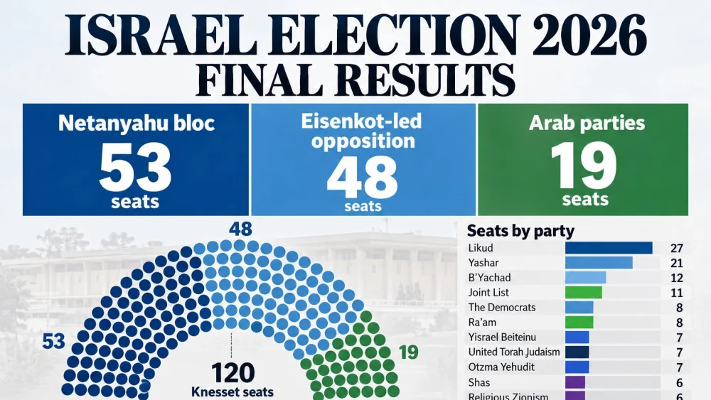 Final results of Israel’s Oct. 27, 2026, elections. Credit: JNS.