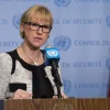 Swedish Foreign Minister Margot Wallström addresses reporters at the U.N. Security Council, Jan. 10, 2017. Credit: U.N. Photo/Mark Garten.