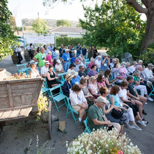 The group of 60 donors from the Philadelphia Jewish Federation at Nigun Culinary. Credit: Jamie Gordon.
