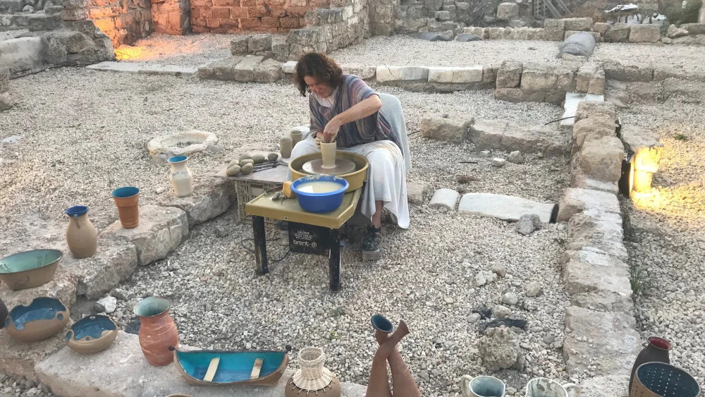 Pottery making demonstration at the Caesarea promenade opening . Credit: Eliana Rudee.