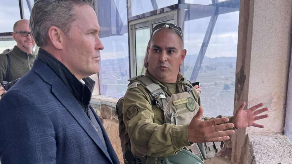 U.S. Ambassador to the U.N. Mike Waltz visits Israel’s northern border with Lebanon with Israeli officials on Dec. 9, 2025. Source: @USAmbUN via X.
