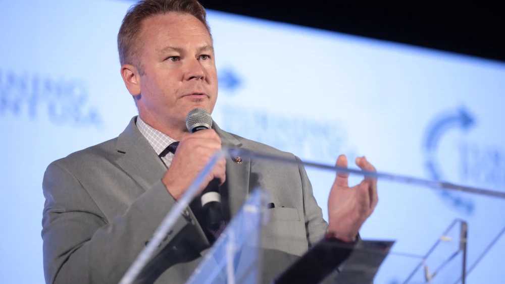Rep. Warren Davidson (R-Ohio) speaking at the 2019 Teen Student Action Summit hosted by Turning Point USA in Washington, D.C., July 24, 2019. Credit: Gage Skidmore via Wikimedia Commons.