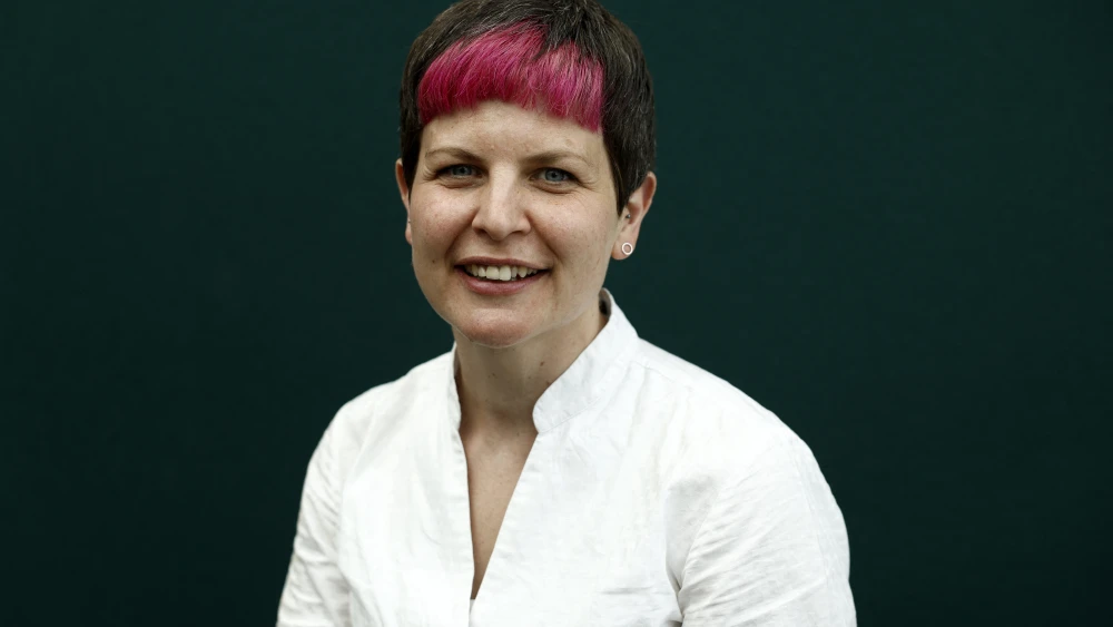 The Mayor of Hackney, Green Party's Zoe Garbett, poses for a photo after the declaration the morning after local elections, in Hackney, north London on May 8, 2026. Photo by Brook Mitchell / AFP via Getty Images.