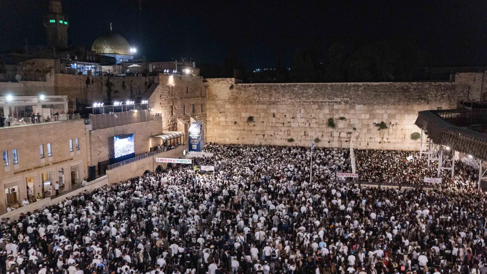 Selichot services at the Western Wall in Jerusalem’s Old City, Aug. 16, 2026. Photo by Chaim Goldberg/Flash90.