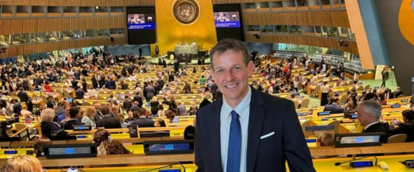 Beit Issie Shapiro CEO Ahmir Lerner at the United Nations during the annual Conference of States Parties to the Convention on the Rights of Persons with Disabilities, June 9–11. Credit: Beit Issie.