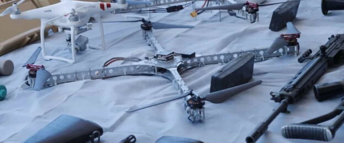Smuggled weapons including drones. Credit: IDF Spokesman's Unit.
