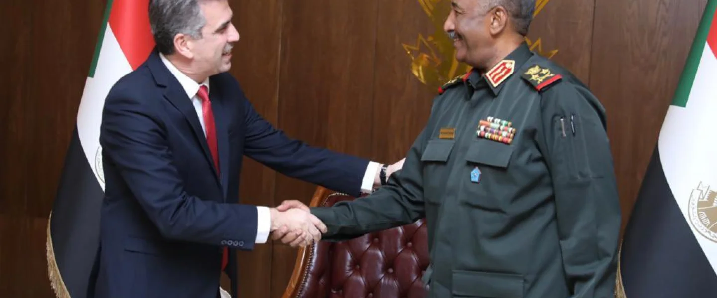 Israeli Foreign Minister Eli Cohen meets in Khartoum with Lt. Gen. Abdel-Fattah al-Burhan, leader of Sudan’s transitional government, Feb. 2, 2023. Source: Sudan Transitional Sovereign Council/Twitter.