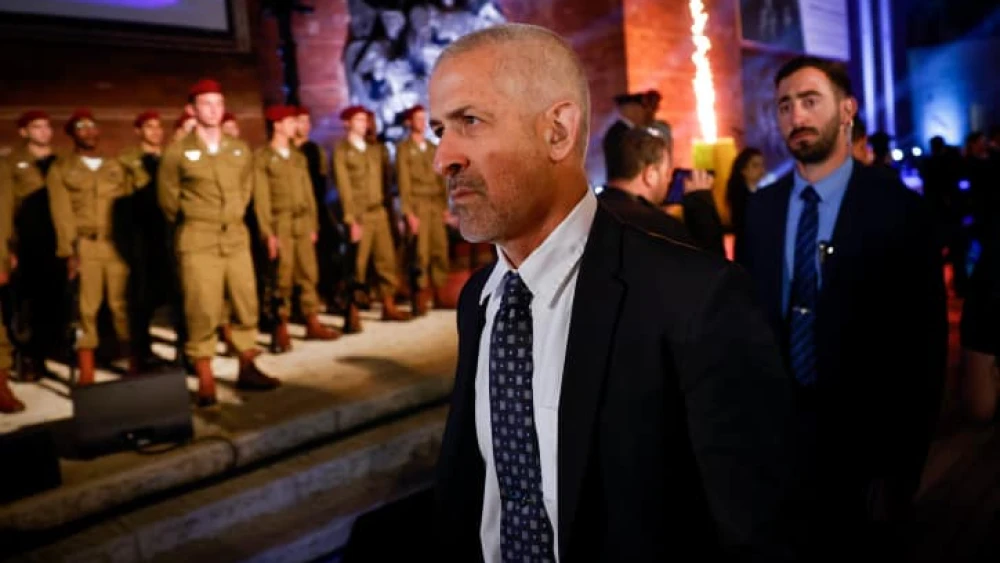 Ronen Bar, head of the Shin Bet security services, during a ceremony held at the Yad Vashem Holocaust Memorial Museum in Jerusalem, April 27, 2022. Photo by Olivier Fitoussi/Flash90.