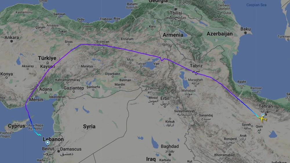 The flight path of Mahan Air W51152 overTurkey using Airbus A340-313 on Jan. 3, 2025. Creidt: Flightrader24.